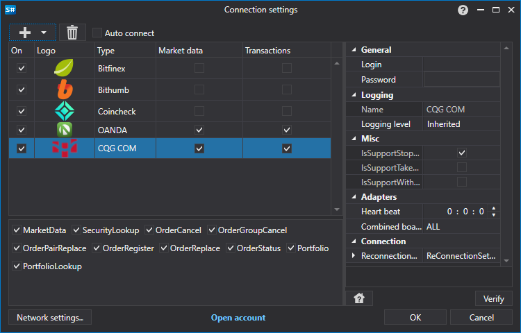 API GUI ConnectorWindow