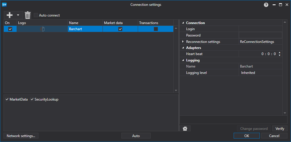 API GUI Settings Barchart