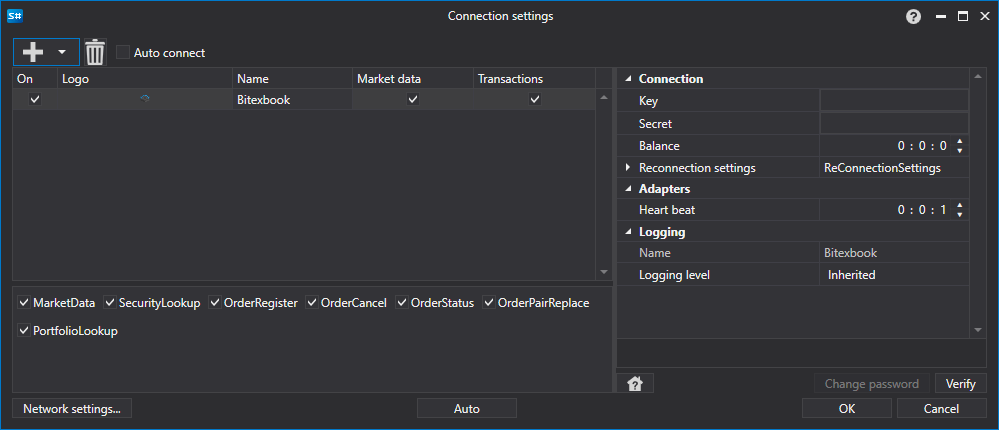 API GUI Settings Bitexbook
