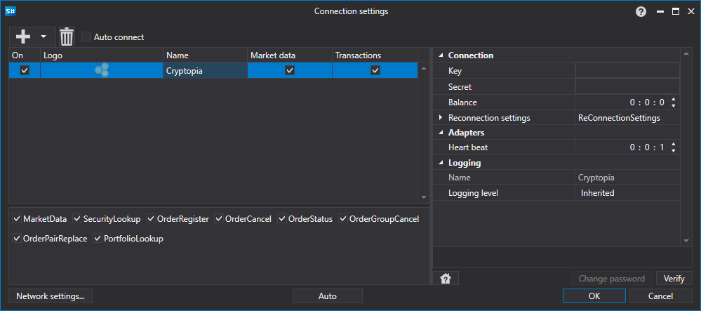 API GUI Settings Cryptopia