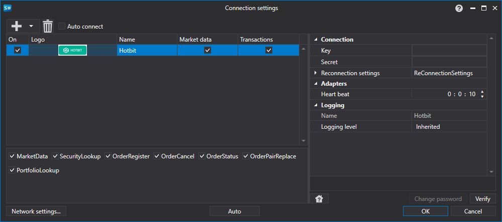 API GUI Settings Hotbit