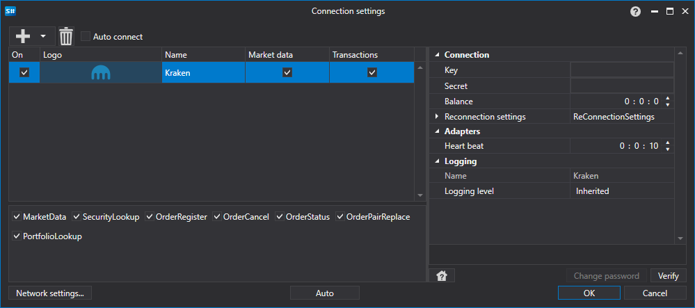 API GUI Settings Kraken