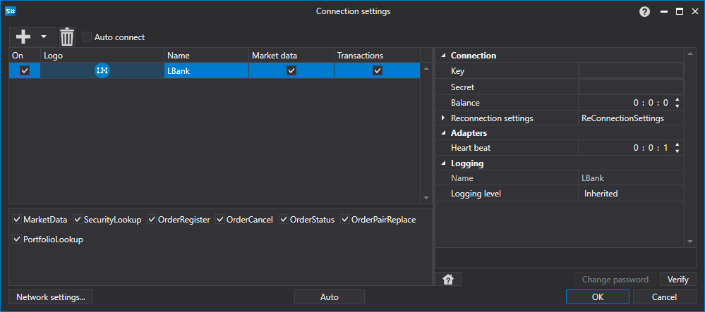 API GUI Settings LBank