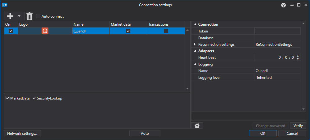 API GUI Settings Quandl