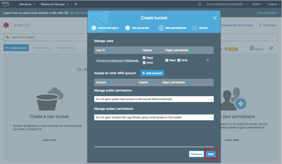 Aws 3 Create Bucket Name property