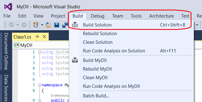 Designer Creating a DLL cube in Visual Studio 01
