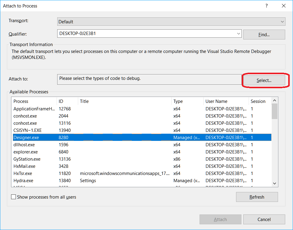 Designer Debugging DLL cube using Visual Studio 01
