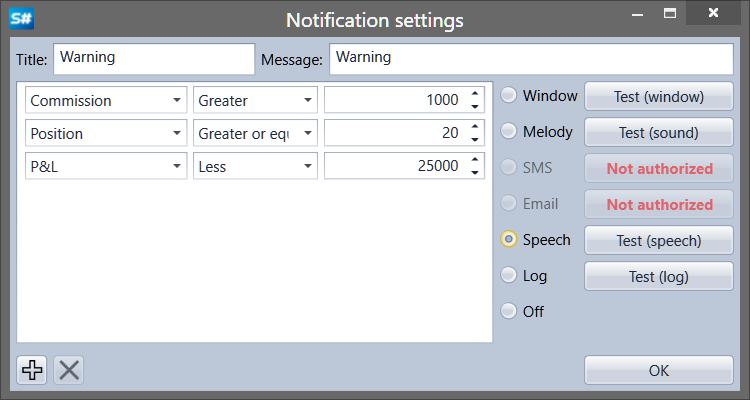 Designer Notifications Setting