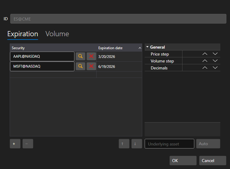 Screenshot: continuous futures