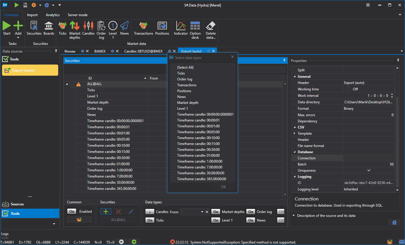 hydra tasks export 00