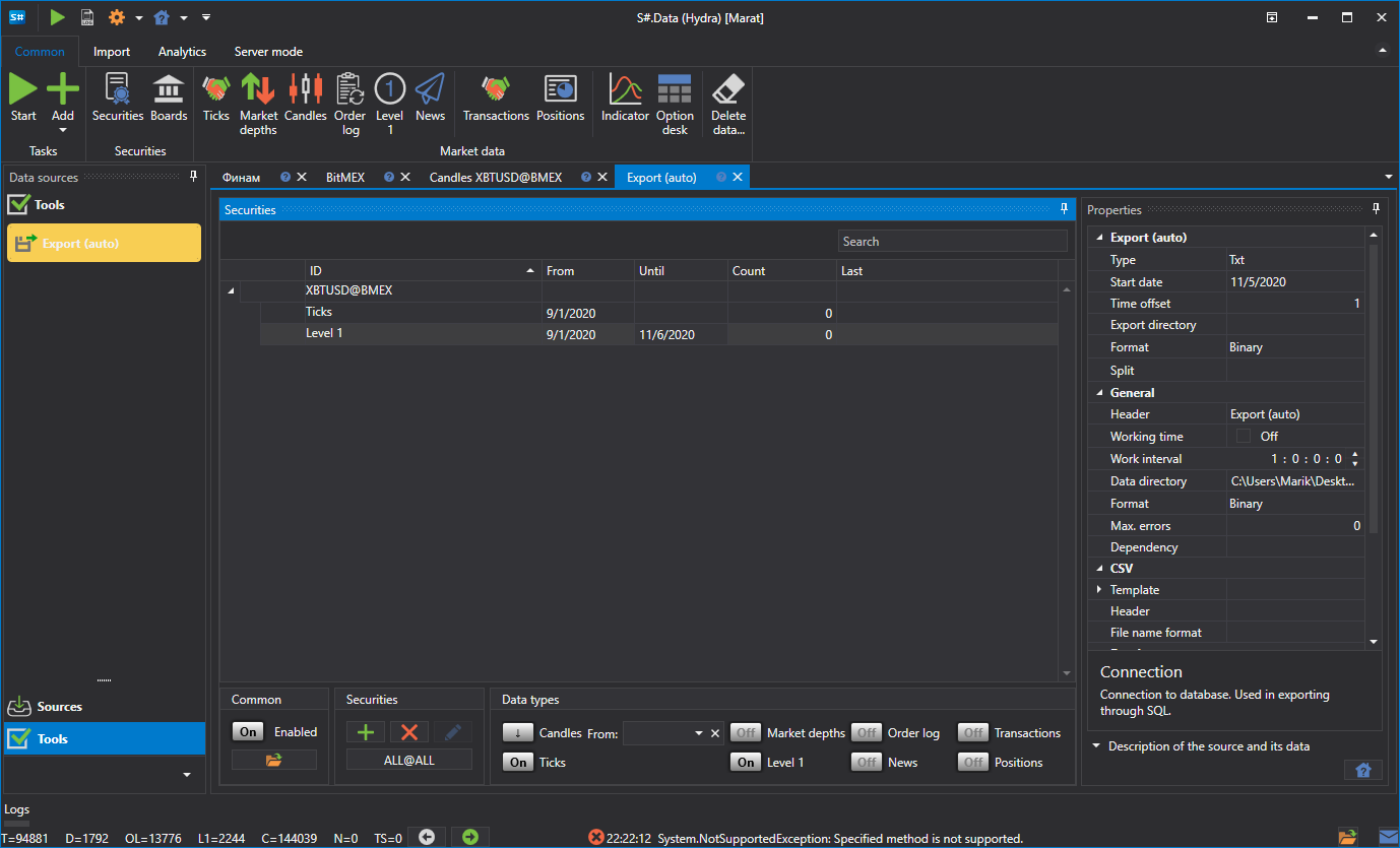 hydra tasks export 01