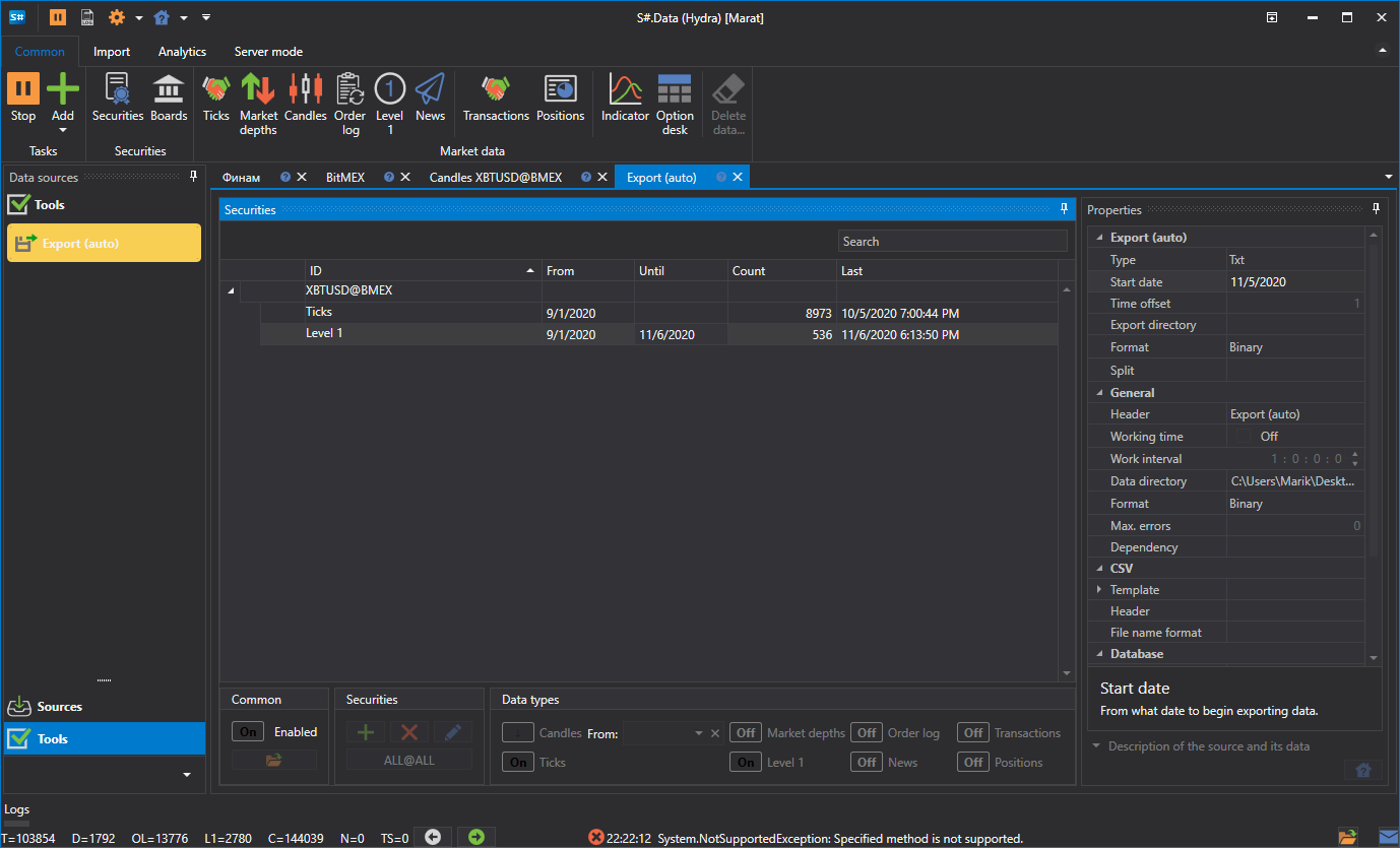 hydra tasks export 02