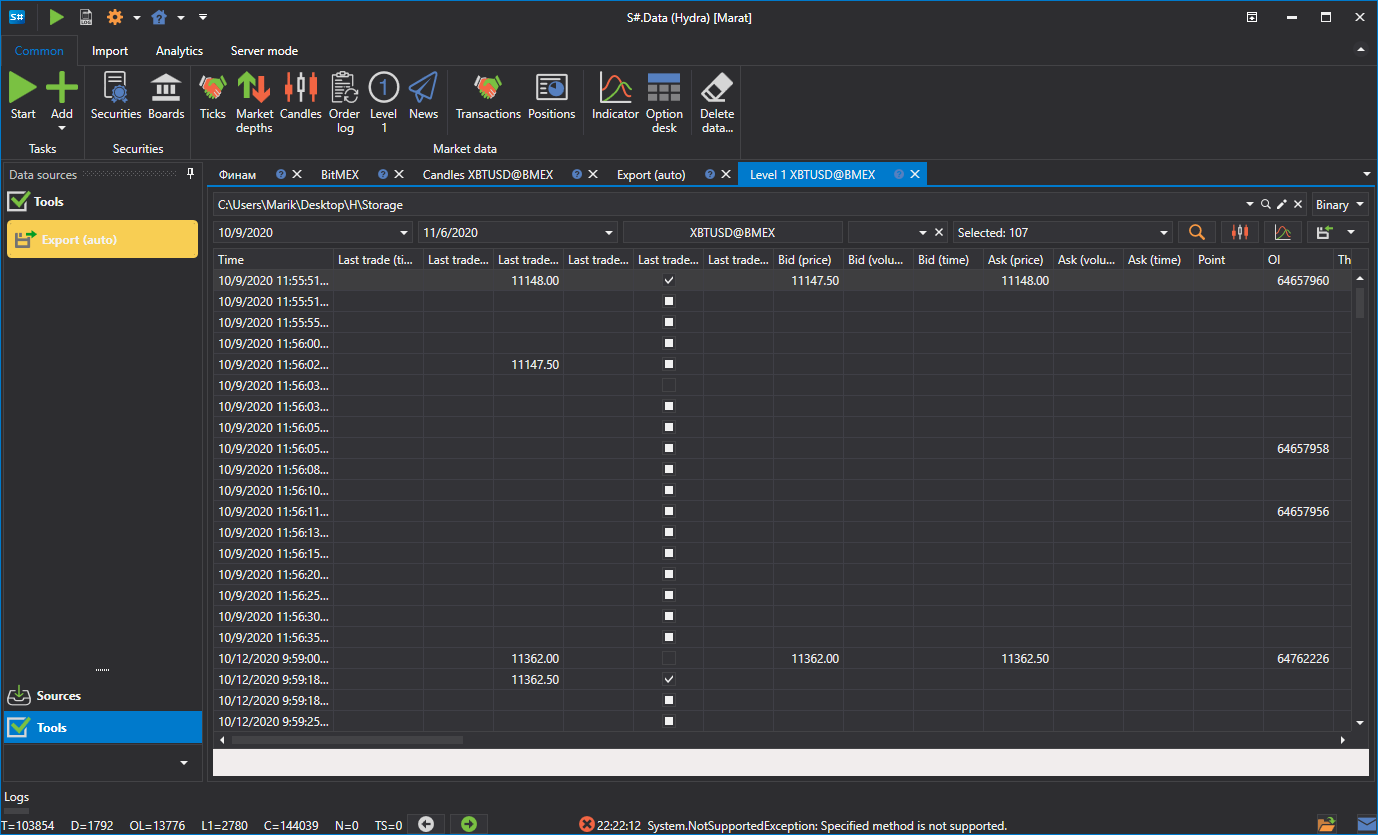 hydra tasks export 03