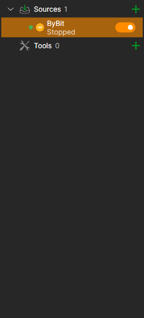 Tasks panel with sources and tools