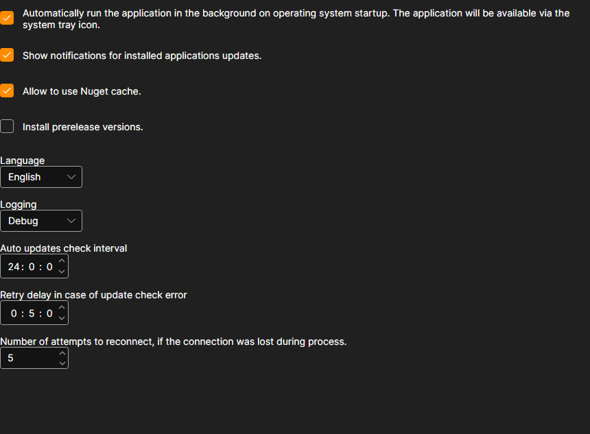 Installer: settings
