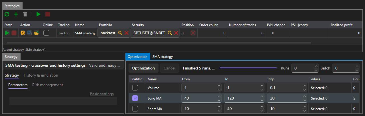 Shell optimization tab