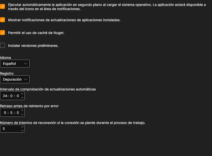 instalador: configuraciones