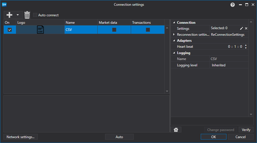 Configurações da API GUI CSV