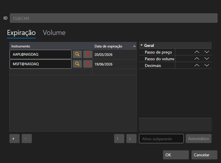 Captura de ecrã de Futuros contínuos