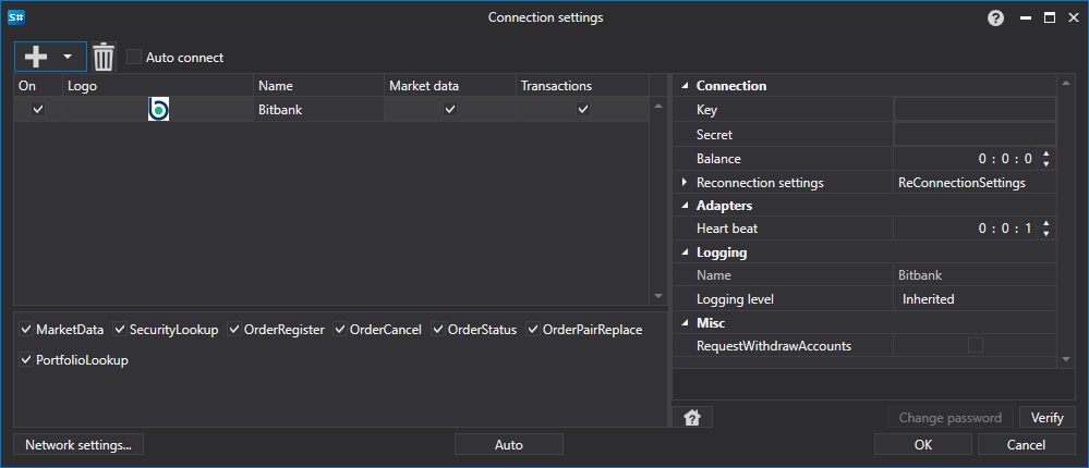 API GUI Settings Bitbank