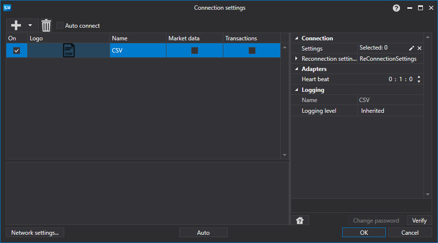 API GUI Settings CSV