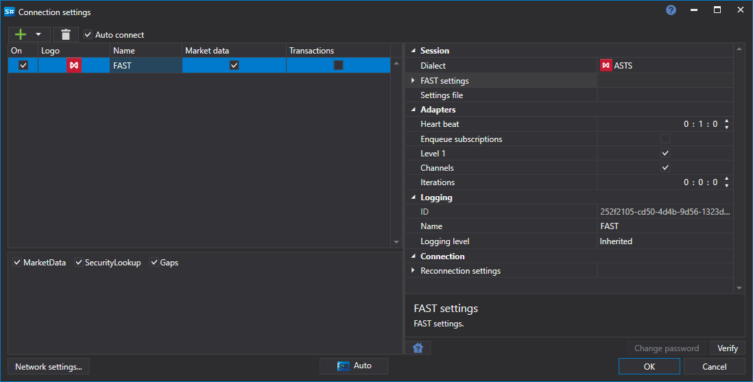 API GUI Settings FAST