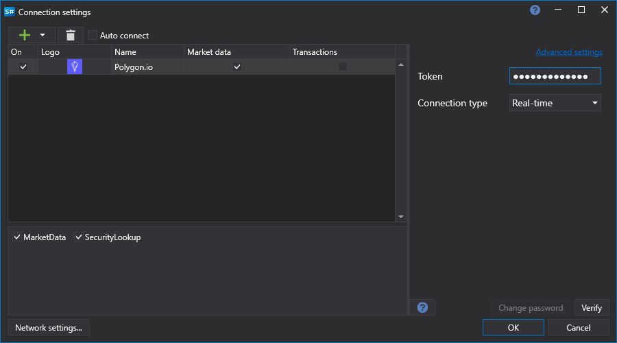 API GUI Settings PolygonIO