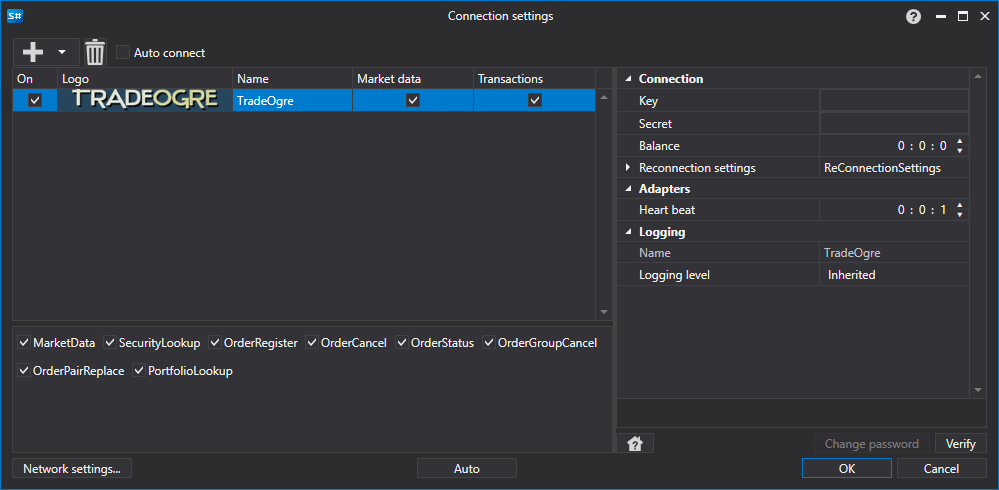 API GUI Settings TradeOgre