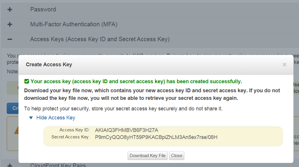 Aws3 SecurityCredentialsCreate