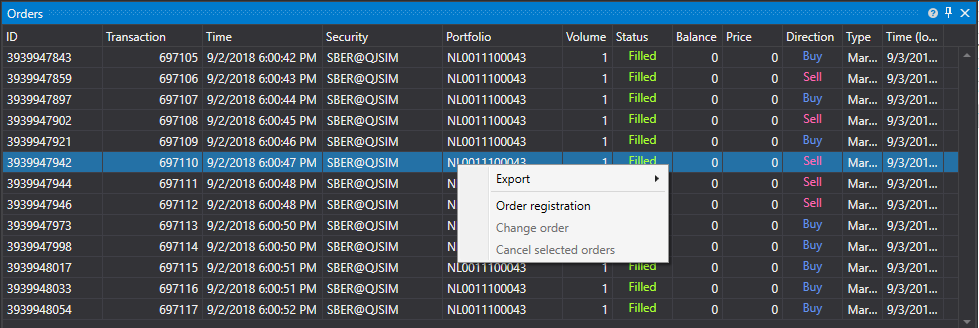 GUI OrderGrid