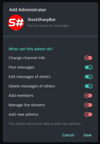 Permissions for the Telegram Bot