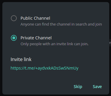 Choosing a Channel Type in Telegram