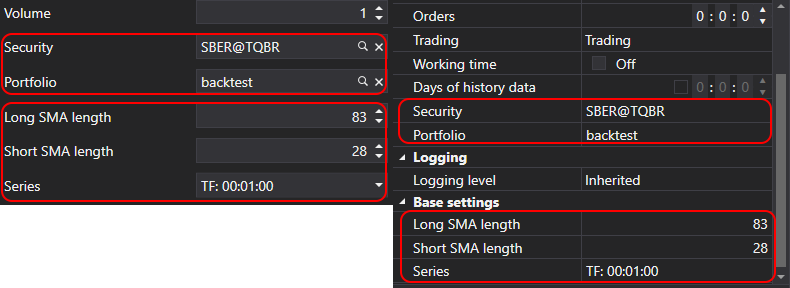 strategy parameters basic advanced